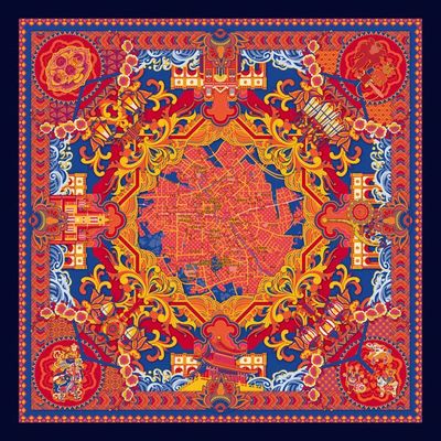 记忆中的那些城市-行走的真丝地图方巾-jue.so