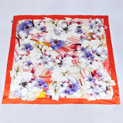 【千岁鹤工厂加工定制100%桑蚕真丝围巾披肩大方巾数码喷绘PFSX003】价格,厂家,图片,围巾,杭州千岁鹤服装-