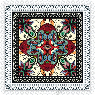 民族花卉方巾图案